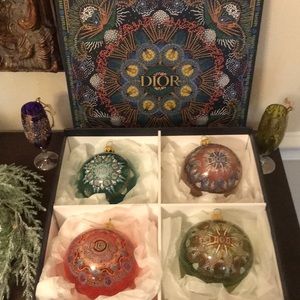 Christian Dior Rare Set of 4 Luminaire Christmas Ornaments